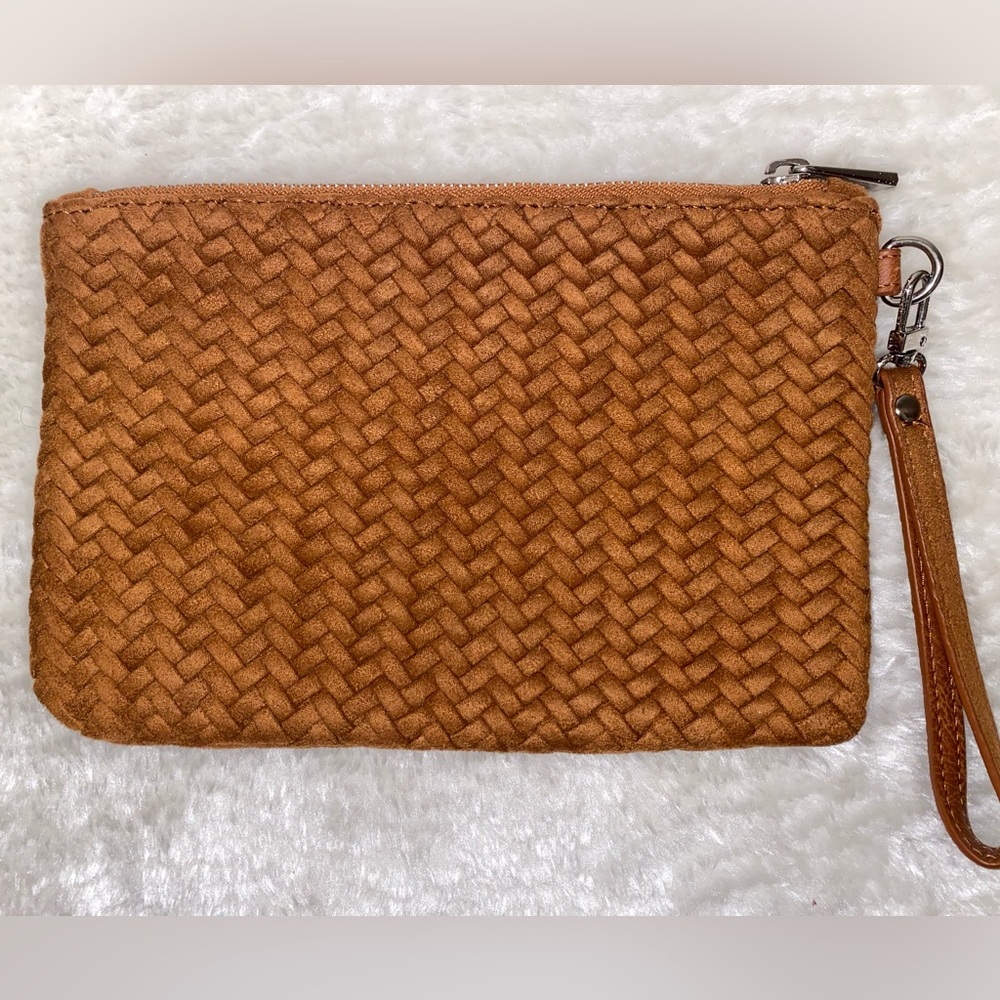 EXPRESS Cognac Woven Wristlet/Clutch - NEW